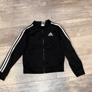 Adidas Kids M (10/12) Black Zip Jacket with White Logo